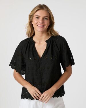 Odet Embroidery Blouse - Black