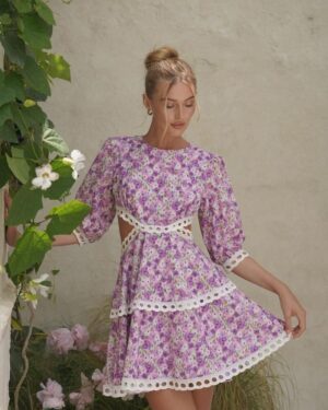Teddy Mini Dress - Moon Flower