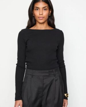 Petronella Rib Boatneck Black