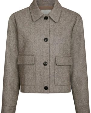 Romana Herringbone Jacket - Dusty Brown