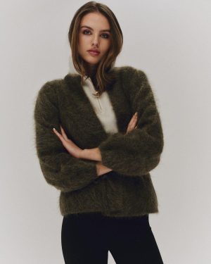 Fredrikke chunky cardigan Moss Green