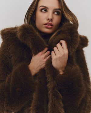 Sofia Fake Fur Jacket Brown
