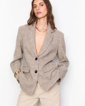 Brook Check Blazer Taupe Herringbone