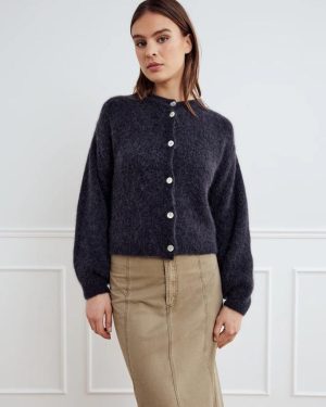 KAE KNIT CARDIGAN - Dark Grey Melange