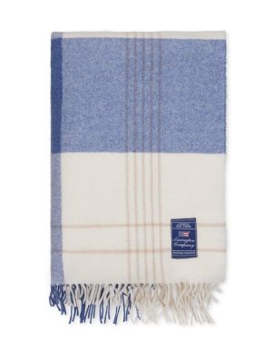 Blue / Beige Checked Recycled Wool Trow 130x170cm