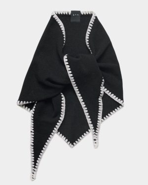 Mina Stitched Merino Scarf Black