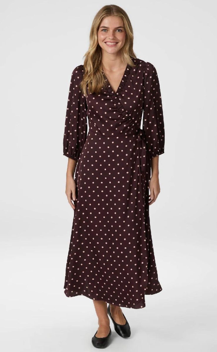 Malinga Dot Dress - Wine