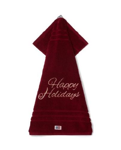 Håndkle Happy Holidays Organisk Bomull 50 x 70 cm - Vinrød