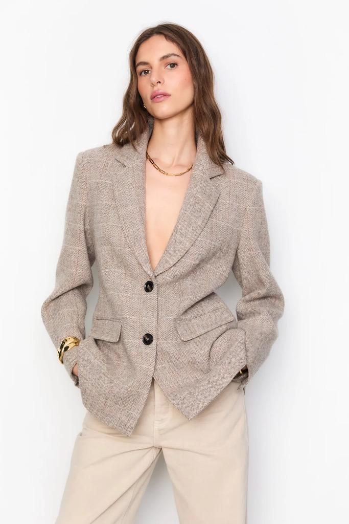 Brook Check Blazer Taupe Herringbone