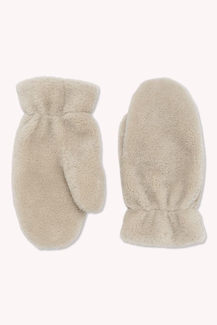 Mila Lamb Fur Mittens - Sand