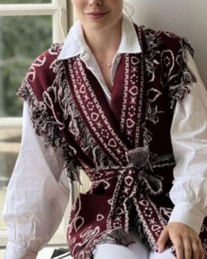 Orlin Vest m. frynser - Bordeaux