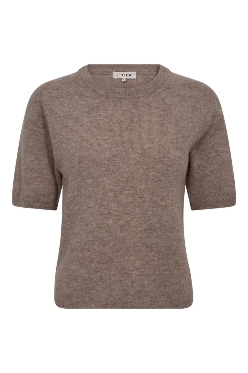 Merino knit s/s pullover Light Brown