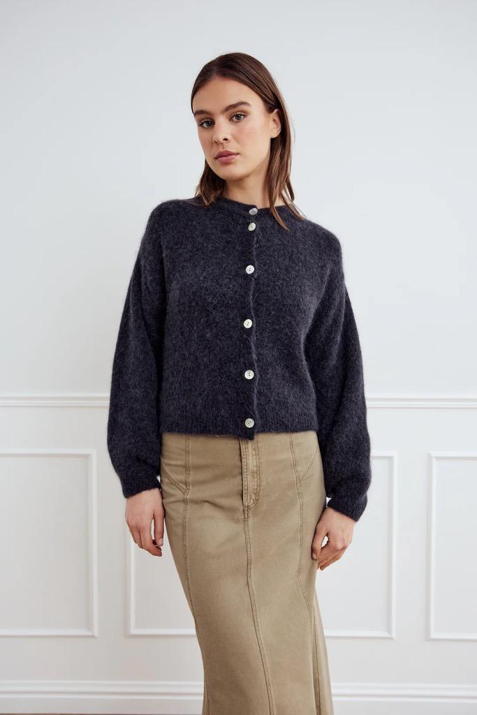 KAE KNIT CARDIGAN - Dark Grey Melange