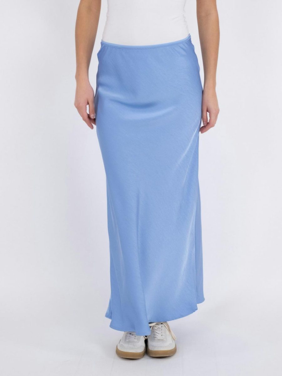 Vicky Heavy Sateen Skirt - Smoke Blue