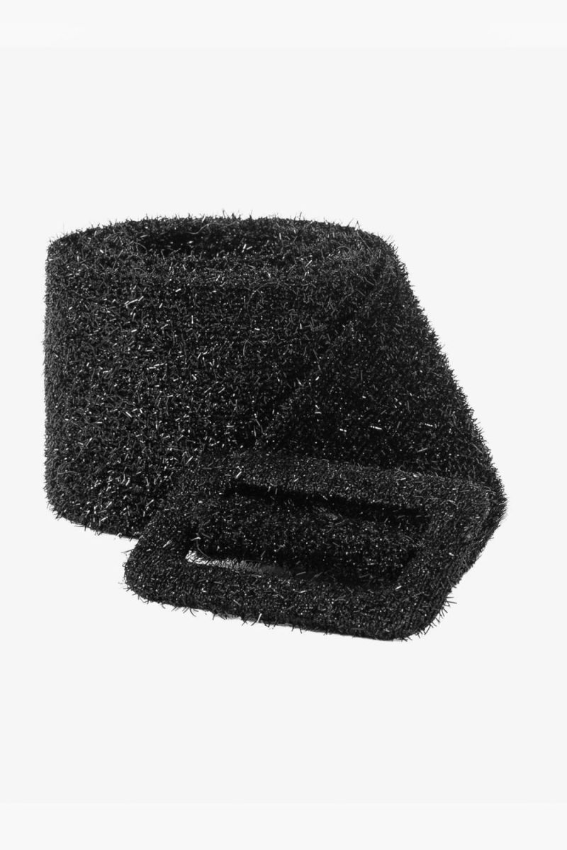 Knitted metallic belt Black