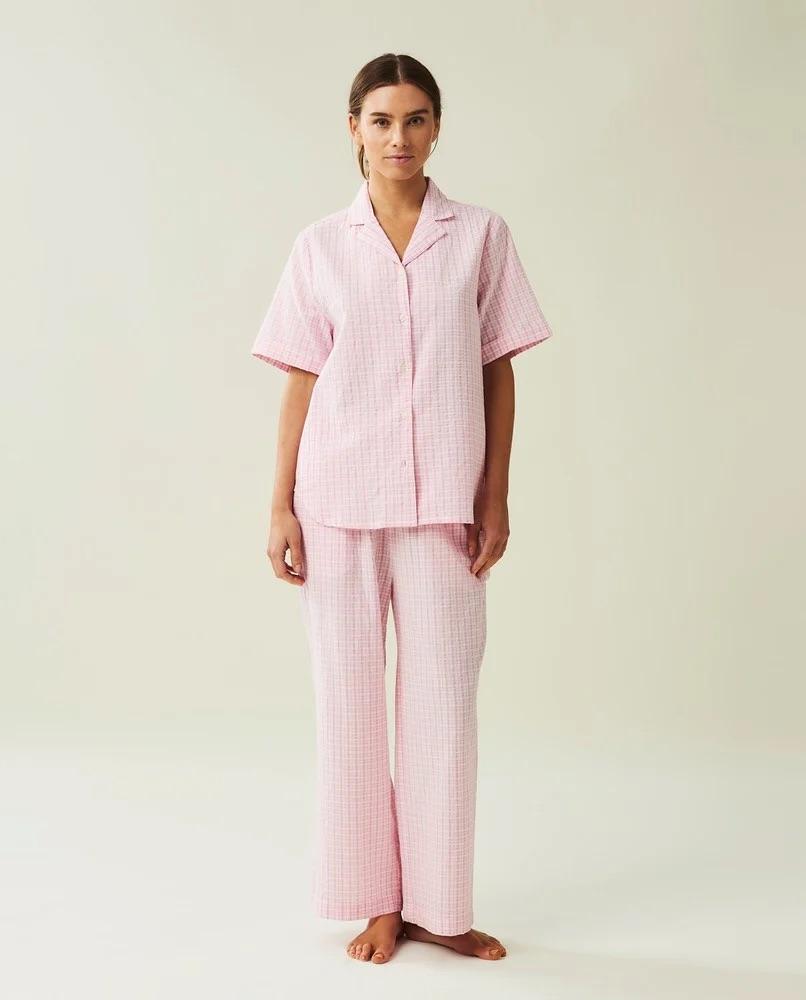 Lauren Organic cotton Pyjamas sett - Rosa/Hvit