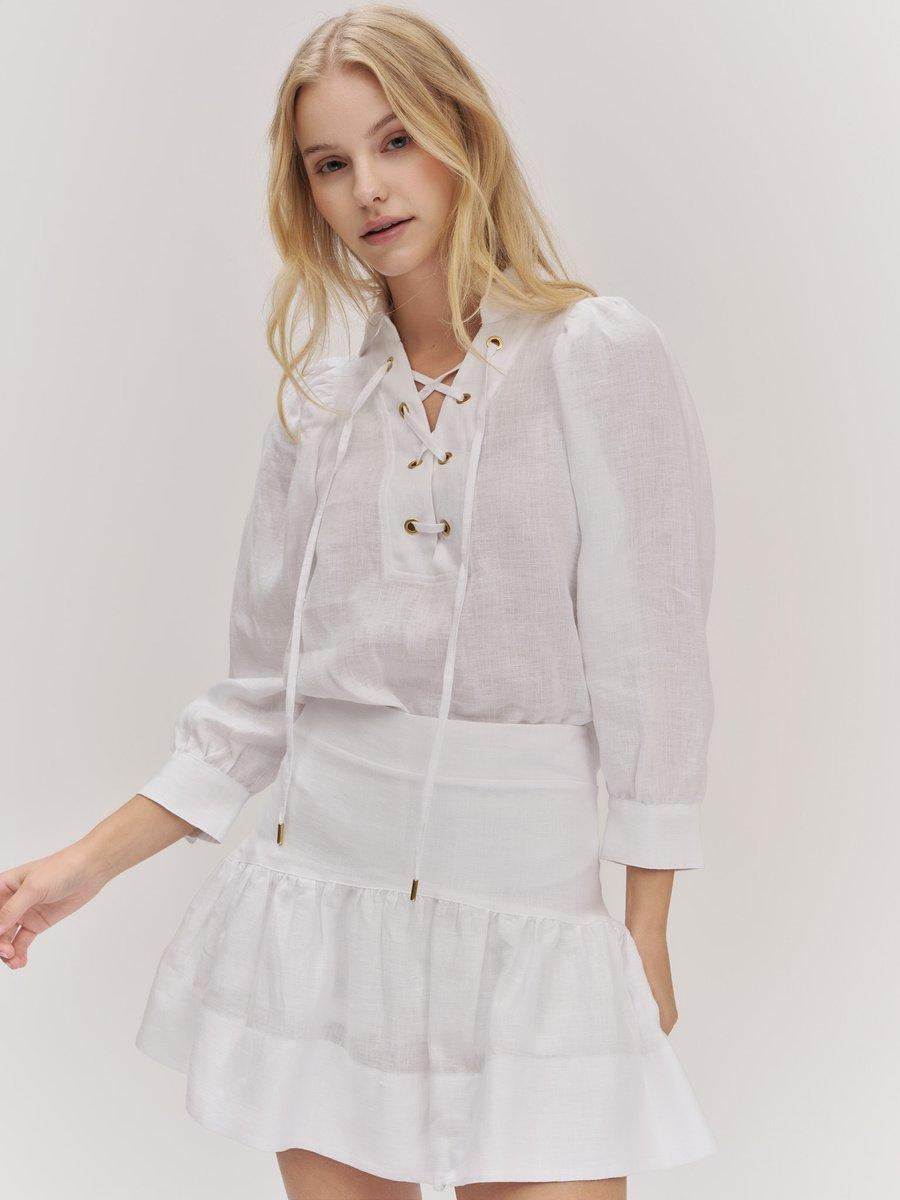 Anya Linen Skirt White