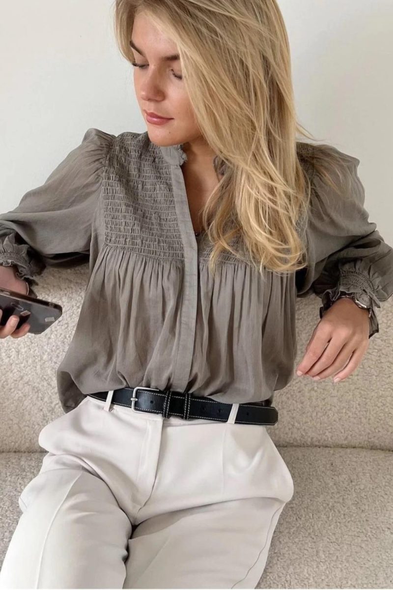 Jill S Voile Blouse - Smoke Green