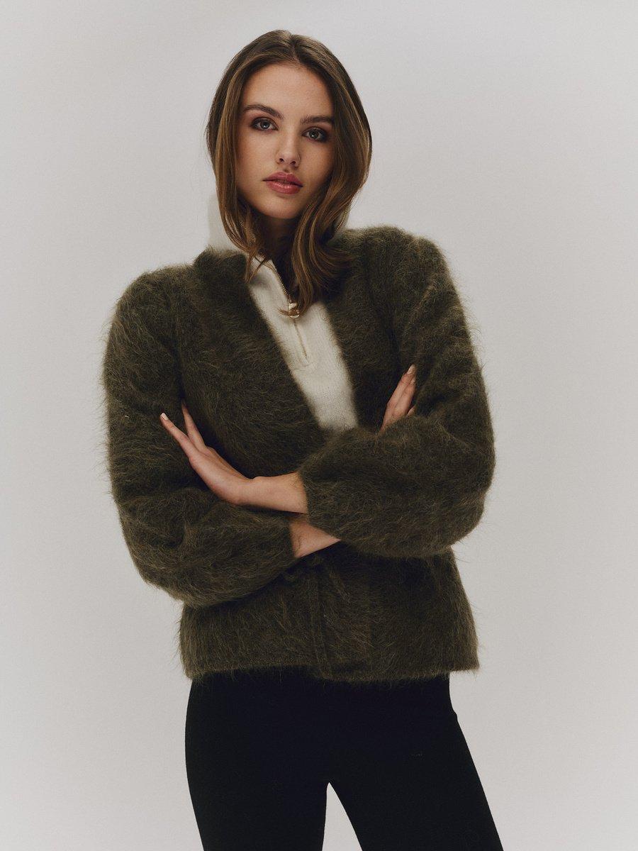 Fredrikke chunky cardigan Moss Green
