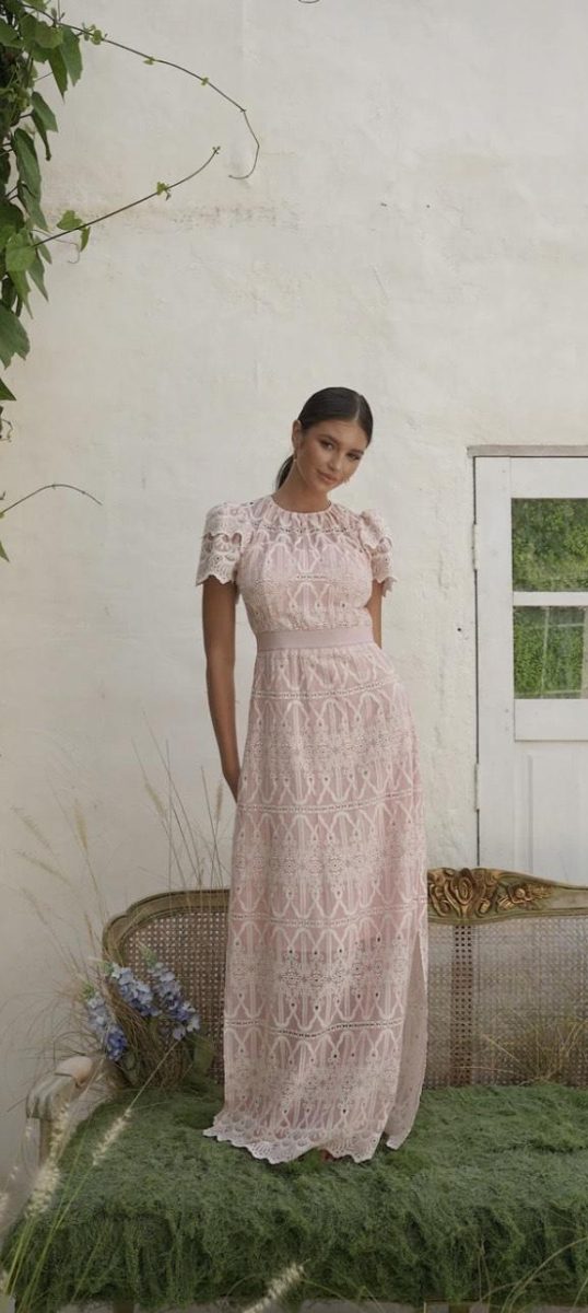 Philine Maxi Dress Pink Embroidery