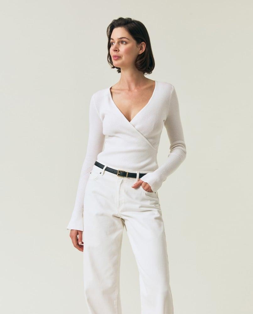 Rib Knittet Lyocell Blend Wrap - offwhite