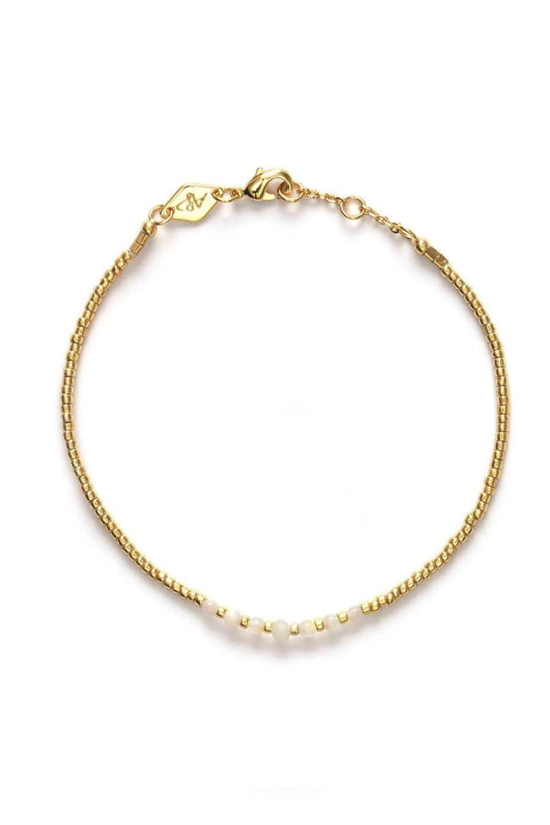 Bead & Gem Bracelet - Pearl