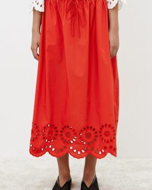 Meimeij skjørt med blonder - rød