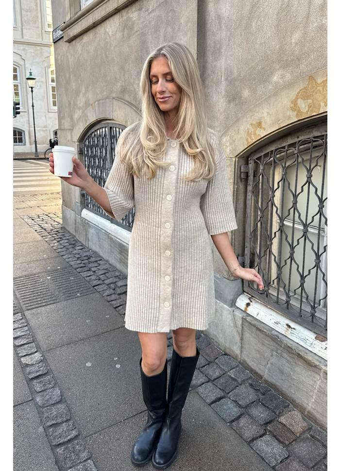 OliviaIC Knit Dress - Ribbed Beige