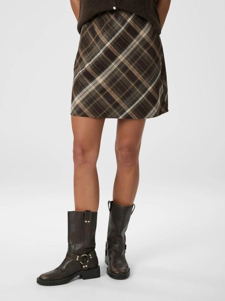 Lunna Check Skirt Brown