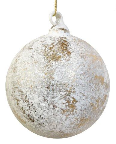 Glass ball gold white patina set m / 4
