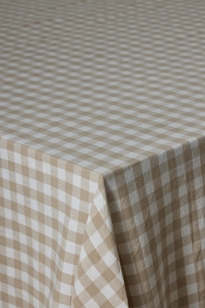 Duk ruter beige / hvit 145 x 340 cm