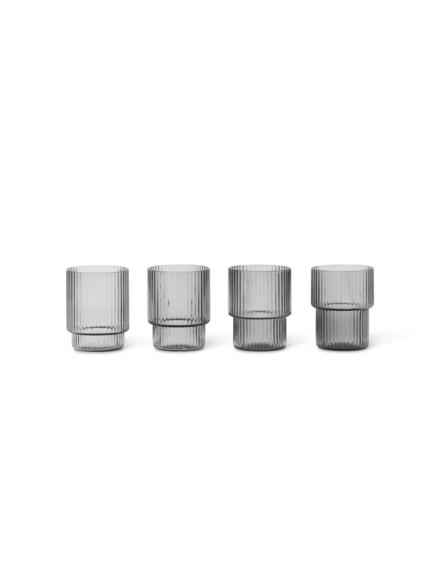 Ripple Glass Smoked Grey (Sett med 4)