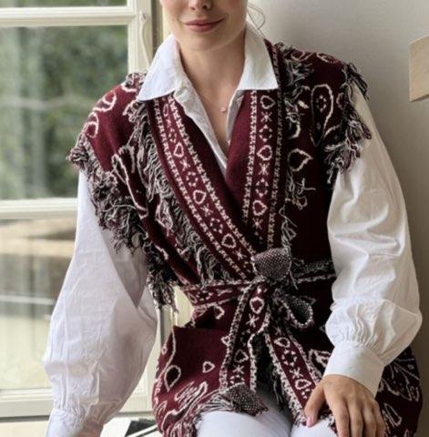Orlin Vest m. frynser - Bordeaux