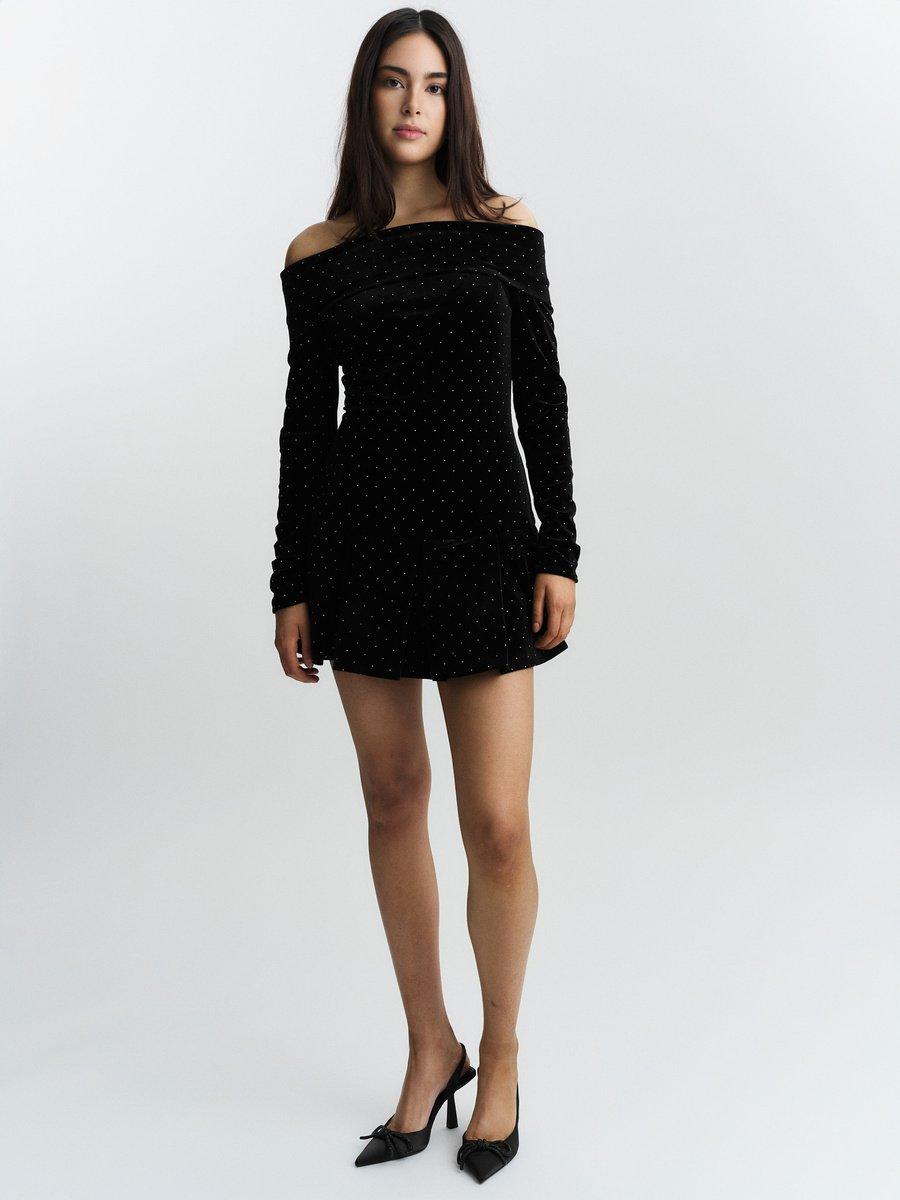 Colette Stud velour dress black