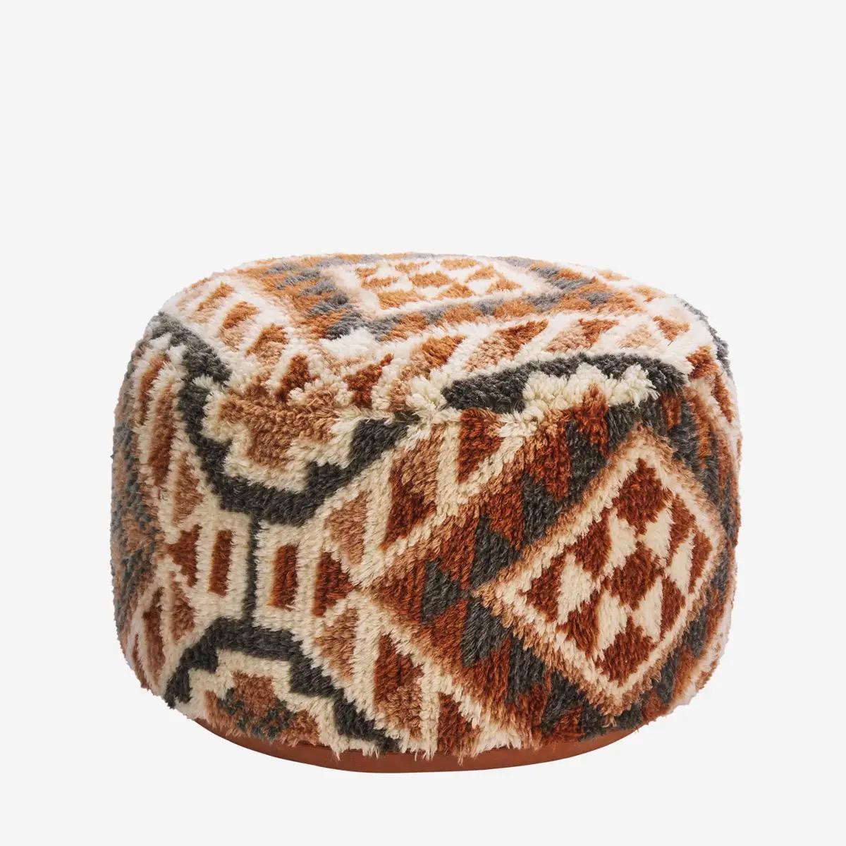 Handwoven wool pouf