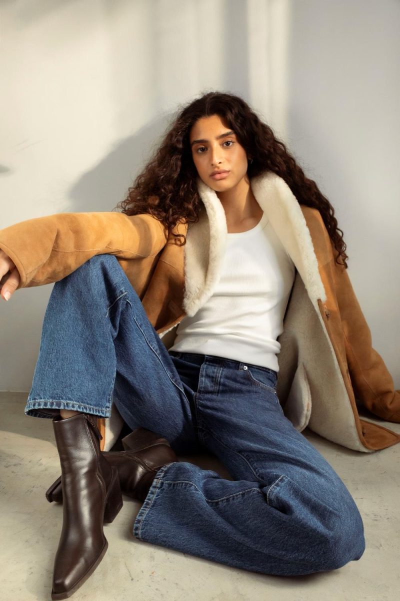 Melli Shearling Jacket Camel Suede
