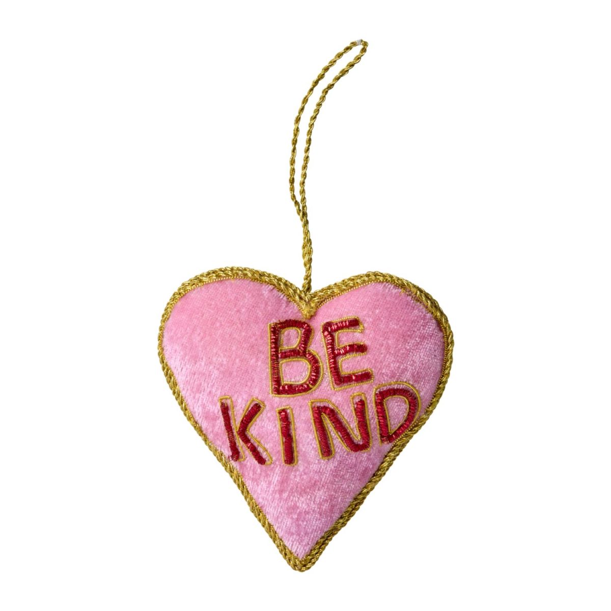 Christmas Fabric Heart Hanging Ornament Soft Pink