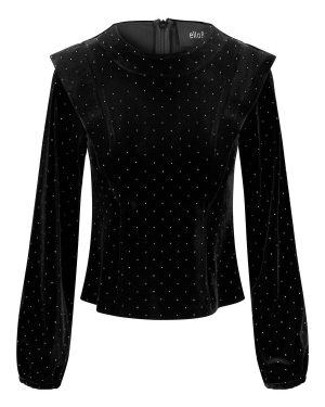Kendra stud velour blouse black