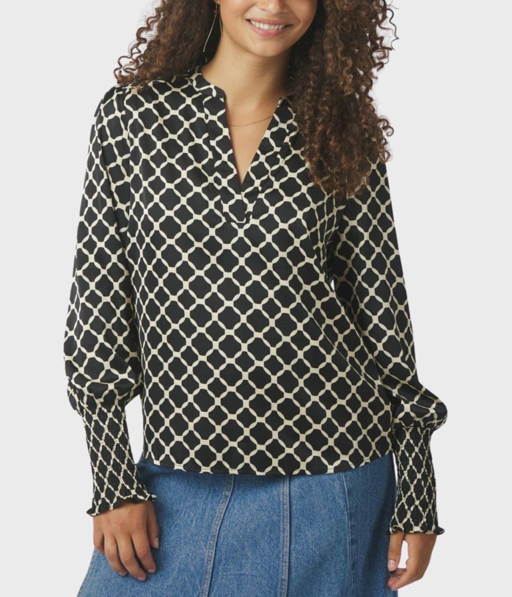 Landa Tile Print Blouse Black