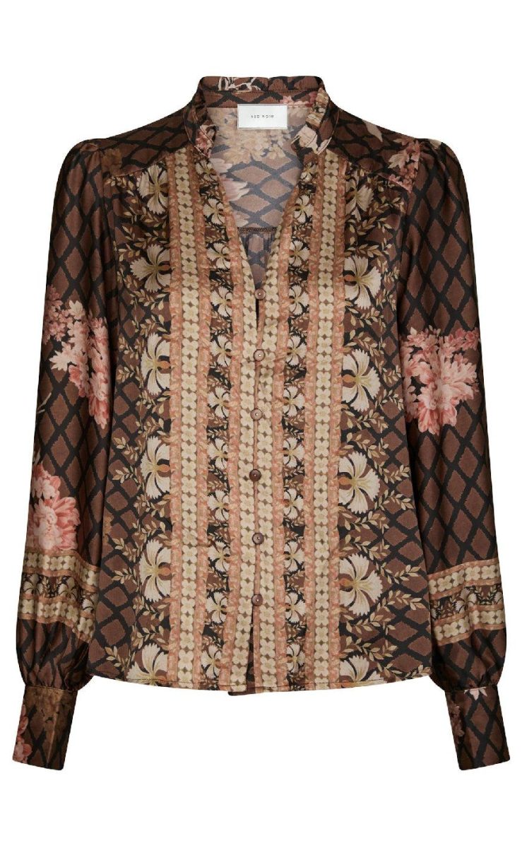 Massima Botanical Border Blouse Black