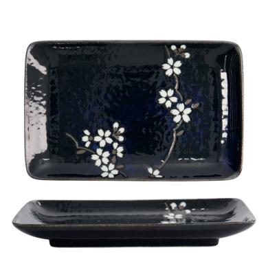 Cobalt Blue Sakura Rectangular Plate 20,5x13,2x2,5 cm