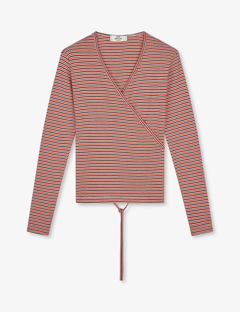 Cotton Stripe Susi LS Top - Fiery Red / Vanilla Ice