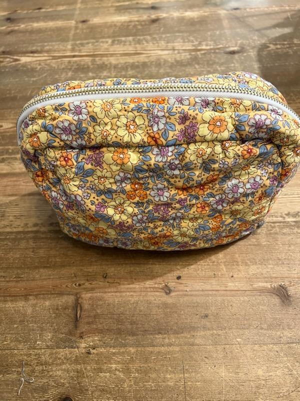 Toalettveske Quilet Blomster Gul