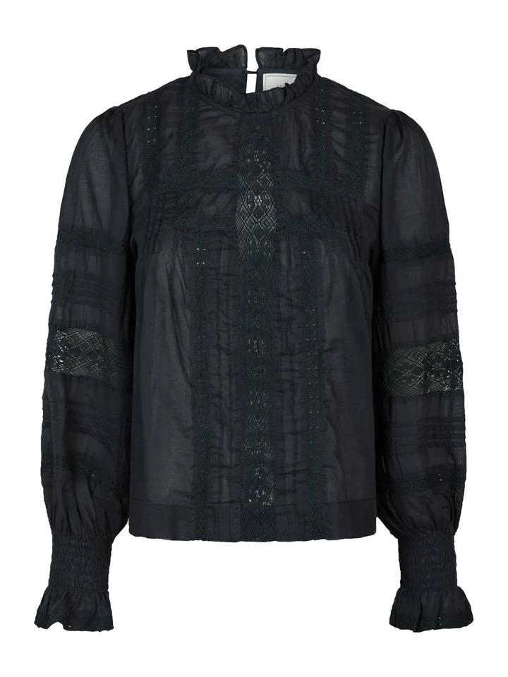 Ebba S Volie Blouse - Navy