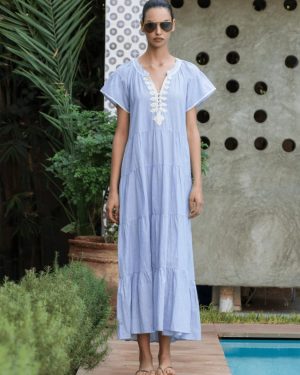 Camelia Maxi Dress Blue Stripes