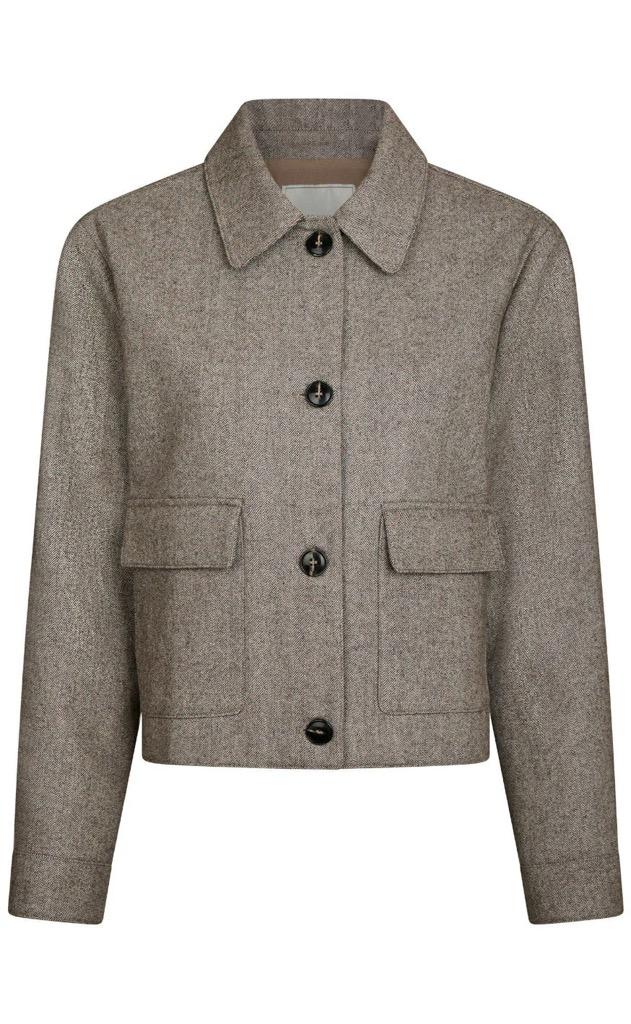 Romana Herringbone Jacket - Dusty Brown
