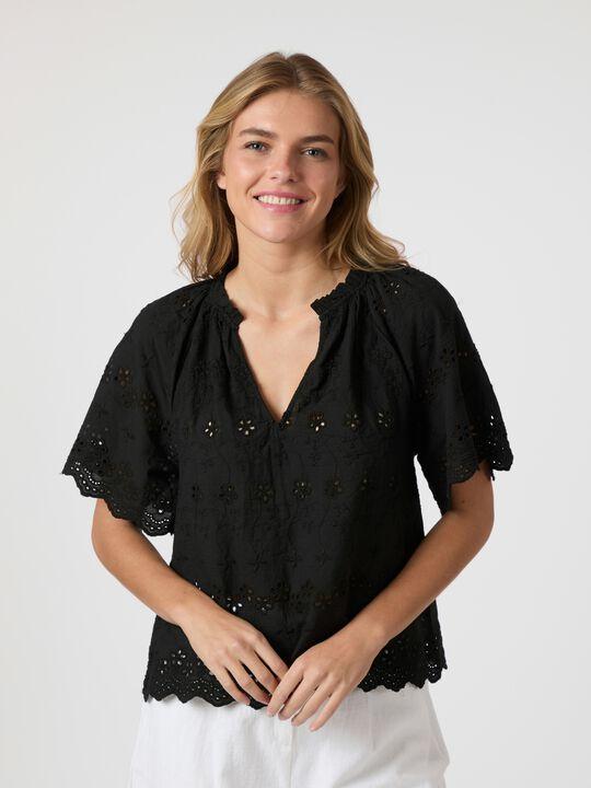 Odet Embroidery Blouse - Black