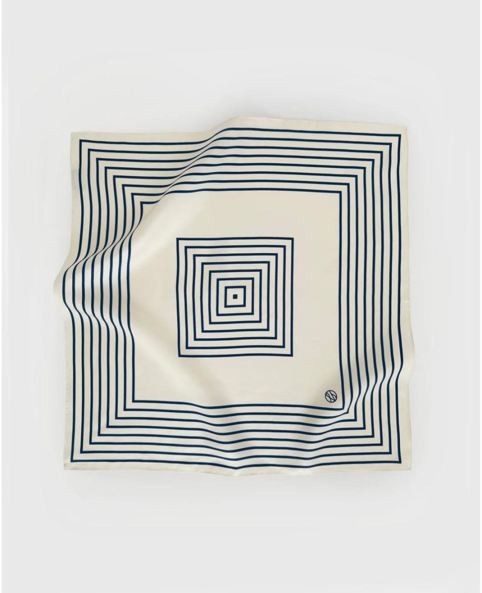 Striped Scarf Navy & Cream 50 cm