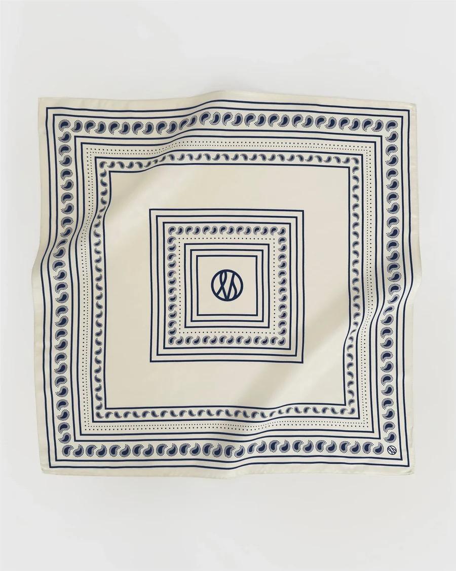 Paisley Scarf Cream & Navy 50cm