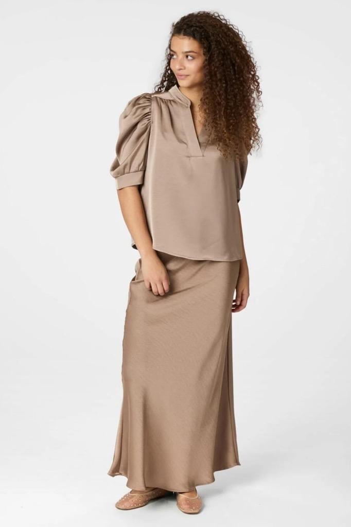 Vicky Heavy Sateen Skirt - Dark Taube